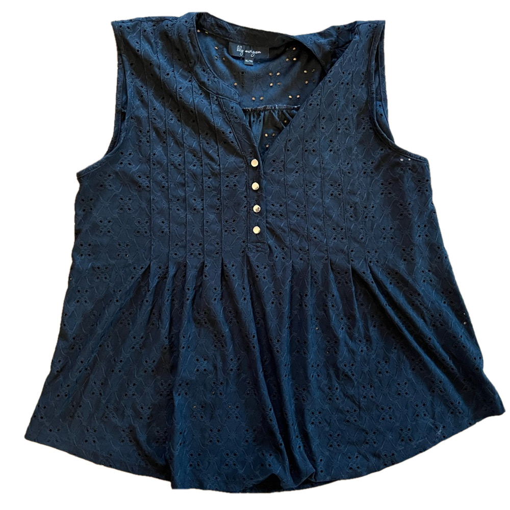lily morgan Women's Size XL Eyelet Pintuck Camisole tank top sleeveless shirt - Picture 1 of 10